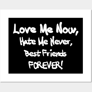love me now, hate me never, best friends forever Posters and Art